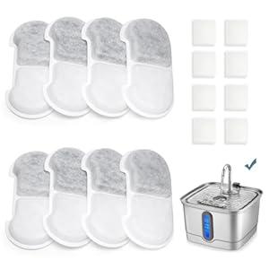 SEIRMEP Stainless Steel Cat Water Fountain, 101oz/3L Automatic Pet Water Fountain, Dog Water Fountain with Replacement Filters for Cats, Small Dogs (2 Filters and 2 Sponges)