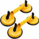 2 Pack Glass Suction Cup Heavy Duty Aluminum Vacuum Plate Handle Holder Heavy Duty Glass Lifter/Tile Suction Cup Lifter/Moving Glass/Lift Pads (Aluminum, Yellow) (Yellow)
