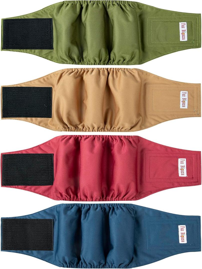 Male Belly Bands Dogs Diapers(4 Pack), Washable Reusable High Absorbing Boy Doggy Wraps Panties Doggie Puppy Pooping Potty Training Incontinence Marking Paal para Perro Red Green Blue Yellow Large (Large (18"-20"), Red Green Blue Brown)