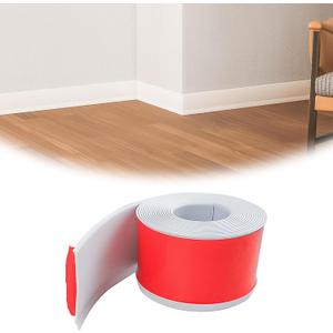 Muzata 4 Inch x 20 Feet Flexible Baseboard Molding Trim Peel and Stick Baseboard Trim White Rubber Vinyl Baseboard Molding Self-Adhesive Baseboard Trim SB03