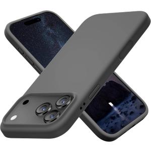 Cordking for iPhone 17 Pro Case, Silicone Ultra Slim Shockproof Protective Phone Case with [Soft Anti-Scratch Microfiber Lining], 6.3 inch, Space Gray