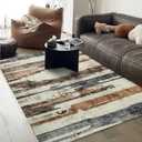 OMERAI Washable Rug 8'x10' Abstract Machine Washable Rugs Ultra-Thin Area Rugs for Living Room Non Slip Stain Resistant Modern Large Carpet for Bedroom Dining Room Office (Brown) (8' x 10', Tpe06-brown)