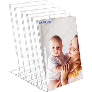 8x10 Acrylic Picture Frames, Set Of 6 Clear Acrylic Frameless Transparent Frame Gift for Desktop Display, Vertical Standing Picture or Display Sign Holder with Inserts for Home Office