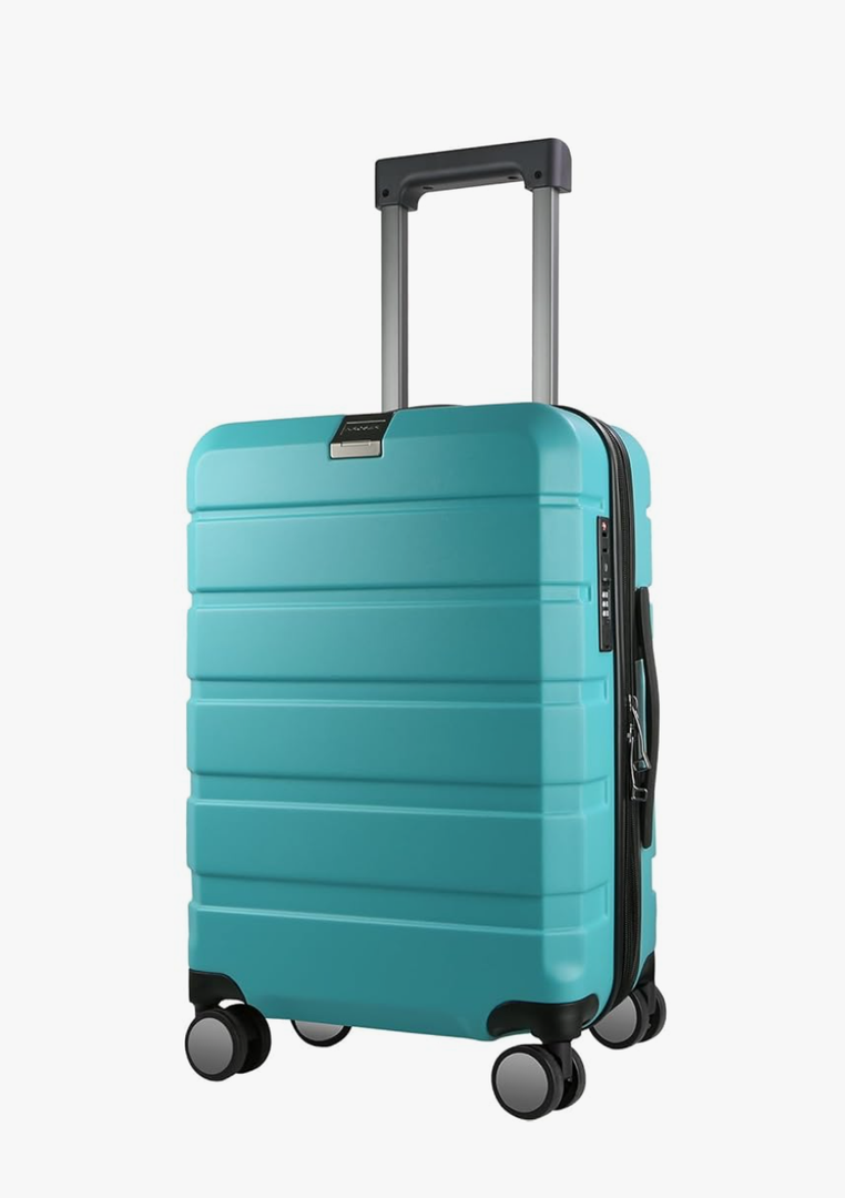 KROSER Hardside Expandable Carry On Luggage with Spinner Wheels & Built-in TSA Lock, Durable Suitcase Rolling Luggage with USB Port, Carry-On 20-Inch, Lake Blue