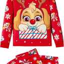 Paw Patrol Family Matching Christmas Pajamas Set for Holiday Mommy and Me Cartoon Print Cozy PJs for Kids & Adults (Blue, XS)