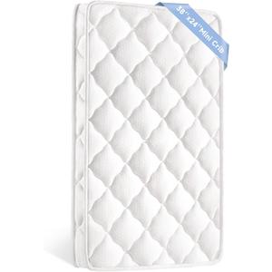 Mini Crib Mattress, 38’’x24’’ Dual Sided with Firm Support and 3" Thick Premium Foam, Hypoallergenic, Comfort, Breathable, Quiet & Odorless, Fits Mini and Portable Travel Cribs, 38"x24"x3" Mini & Portable Crib