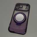 Magnetic Kickstand Glitter Case for iPhone 17 Pro Max,[Compatible with Magsafe] Cute Bling Sparkly Rhinestone with Camera Protector Makeup Mirror Women Girls Case for iPhone 17 Pro Max,Purple