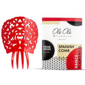 Spanish Hair Comb for Women  Traditional Flamenco Peineta Espaola for Girls  Ornamental Red Accessory from Spain  Flamenco Hair Combs  Spanish Combs  Mantilla Comb Model I by Ole Ole Flamenco (Red)
