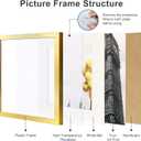 12x12 Picture Frame Set of 9, Display Pictures 8x8 with Mat or 12x12 without Mat, Multi Collage Gallery Square Photo Frames for Wall or Tabletop, Gold