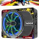 1600W Slim Underseat Car Subwoofer and Amp Package with RGB Beat-Synced Light, Individual Control for Low Pass/Gain/Boost Bass, Clean Loud Deep Bass Perfect for Truck/SUV/Jeep