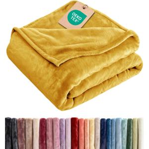 Fleece Blanket Throw XL Size - Ultra-Soft Flannel Fleece Blanket - Gold | Soft, Warm, Outdoor Picnic Blanket for Camping, Travel, Lightweight, Cozy, Anti-Static, Home Decor Gifts for Men & Women