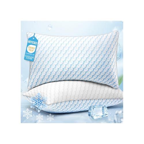 Bed Pillows for Sleeping - Breathable Down Alternative Soft Pillows Set of 2 for Side, Back, and Stomach Sleepers - Hotel Quality Fluffy Microfiber Fill Cooling Skin-Friendly