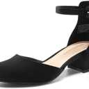 DREAM PAIRS Women's Closed Round Toe Low Block Heels Ankle Strap Chunky Heel Pumps Dress Wedding Office Party Shoes, Size 8