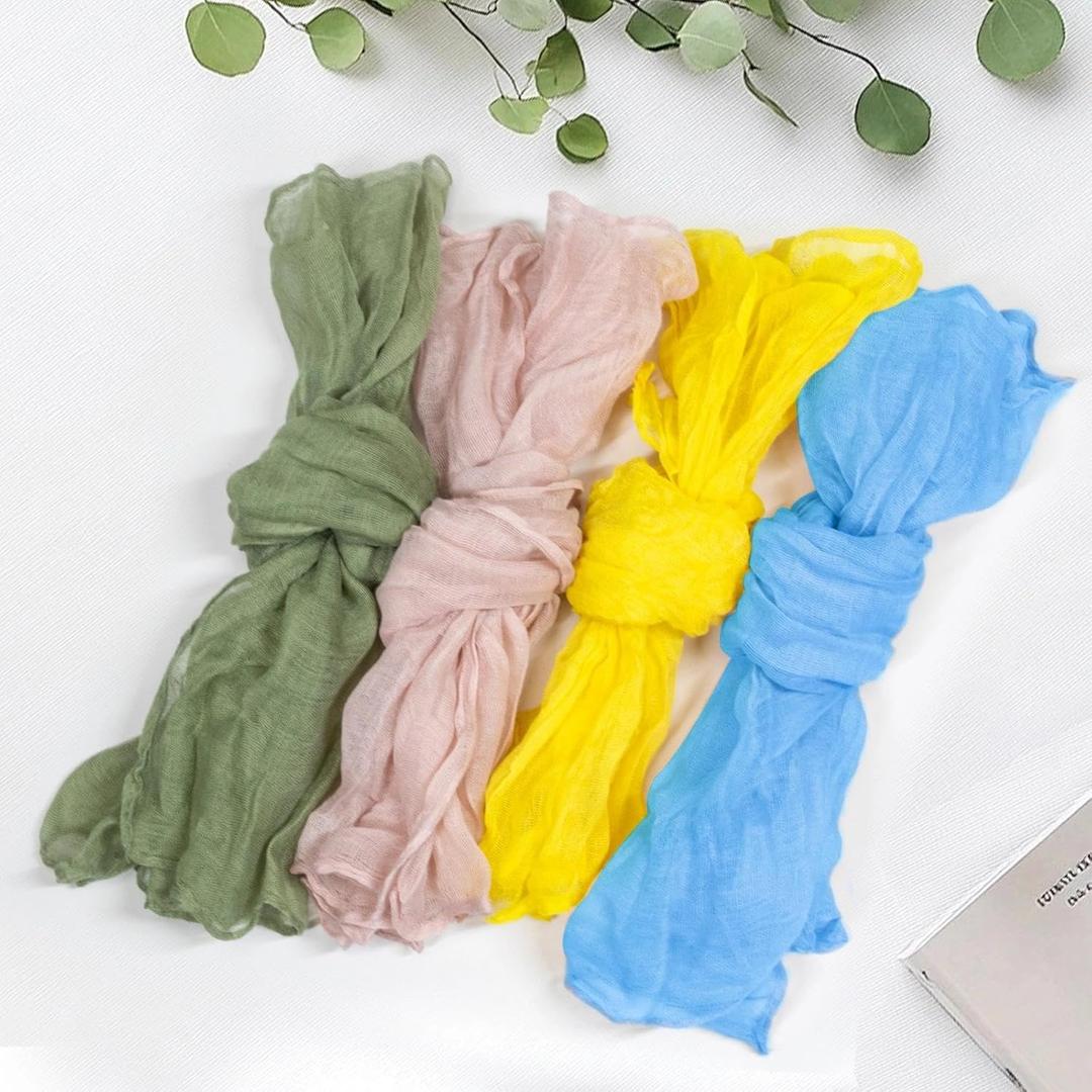 MAONAME Easter Cloth Napkins Set of 12, Mixed Color Boho Gauze Napkins Cloth, Washable Decorative Cotton Napkin for Wedding Baby Shower Bridal Shower, 20 X 20 Inches