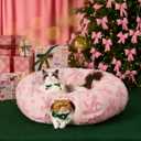 Lesure Cat Tunnel Bed for Indoor Cats - Cute Cat Donut Tunnel Toys with Washable Circle Cushion, Round Pet Peekaboo Cave Toy for Kitten/Puppy/Rabbit, Standard Pink Taffy