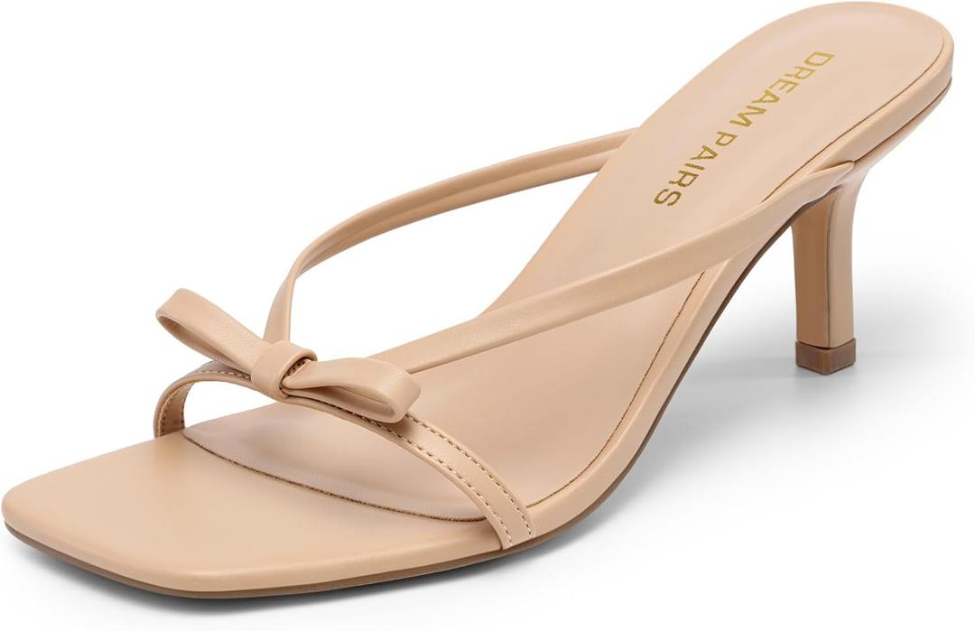 DREAM PAIRS Women’s Comfort Bow Kitten Heel Sandals, Size 6