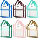 Teling 12 Pack Thick Clear Book Pouches with Blank Name Tags and Handles Book Baggies Bags Bins Organizer for School Classroom Library Pockets Students (10 x 12 Inch,Multi Color)