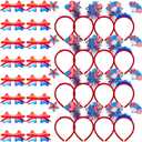 Hotop 32 Pcs Patriotic Headbands and 4th of July Star Sunglasses Include16 Pcs Independence Day Headband Hair Band 16 Peices Red Blue and White Glasses for Memorial Day Supplies