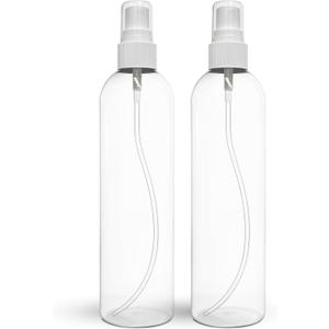 BRIGHTFROM Fine Mist Spray Bottles 8 OZ, Empty Refillable Containers - Essential Oils, Disinfectant Spray, Water 2 PACK (Clear, White Mist)