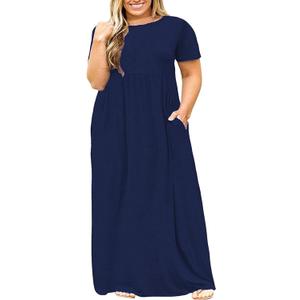 Halife Plus Size Dresses for Women Summer Casual Beach Long Maxi Dress with Pockets, 4 XL