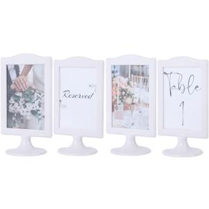 Double Sided Standing Picture Frames 4x6 White Photo Frames Two Sided Plastic Display Picture Frames for Table Numbers, Wedding, Birthday, Graduation - 4 Pack