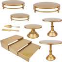 MACIFECI Gold Dessert Table Display Set, 11PCS Metal Gold Cake Stand Set, Including Cupcake Tower Stand, Dessert Tray, Risers Stands, for Wedding, Party