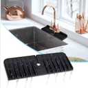Silicone Sink Splash Guard Mat  250F Heat Resistant Foldable Faucet Splash Catcher | 90 Fold Design, Anti-Slip, Quick Dry Draining Pad for Kitchen & Bathroom (14.5x5 inch, Black)