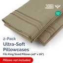 King Pillow Cases Set of 2 - Ultra Soft Hotel Quality Pillowcase Covers - Comfy, Cozy & Wrinkle Free - Shrinkage, Stain and Fade Resistant - Machine Washable Pillow Protectors - 2 Piece Set - Khaki