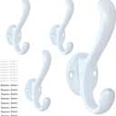 4 Pack Coat Hooks Wall Mount Heavy Duty Utility Retro Double Hooks for Hanging Coats,Hat, Towel, Key, Robe, Scarf, Bag, Cap (White)