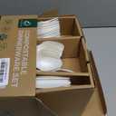 250PCS Compostable Plates Sugarcane Utensils Paper Plate Disposable Heavy Duty, Eco Friendly Dinnerware Set for 50 Guests Includes 50 Biodegradable Plates Forks, Knives & Spoons for Brithday Party