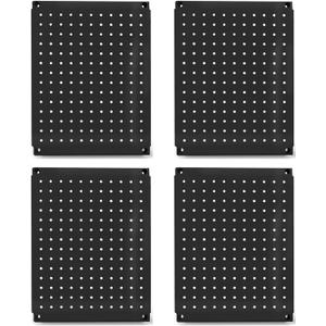 Metal Pegboard 12-Inch Tall x 16-Inch Wide Heavy Duty Wall Organizer for Home Garage Tool Storage 4pcs Black