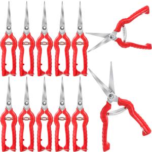 Lasnten 12 Pcs Pruning Shears Needle Nose Pruner Bulk Pruning Snips with Straight 8.3" Extra Long Edge Stainless Steel Sharp Blades Hand Garden Scissors Tool Trimming plants Fruit Trees Bonsai