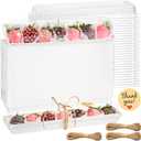 Kucoele 50 Pack Strawberry Boxes with Clear Lids, Disposable Macaron Boxes To Go Dessert Containers for Packaging Chocolate Covered Strawberries, Cookies, Cocoa Bombs, Truffles