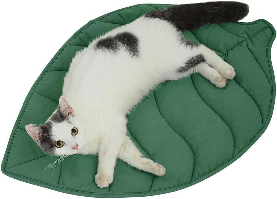 30 X 20 Inch Leaf Shaped Cotton Cat Bed Pad, Warming Cat Mat, Pet Warming Pad for Cats, Warmer Mat for Feral and Indoor Cats, 2025 Enlarged and Thickened Leaf Beds