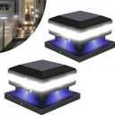 Sumaote Solar Post Lights 160LM 52 LED - Outdoor Deck Fence Post Cap Lights fit 4x4 5x5 6x6 Wood Posts, IP65 Waterproof for Garden Porch Patio, 6000K White Lighting, 2 Pack