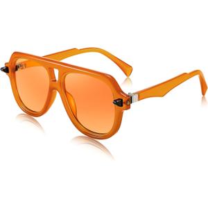 FEISEDY Vintage 70s Aviator Sunglasses Men Women Classic Retro Trendy Large Frame UV400 Sun Glasses B0030 (Orange)