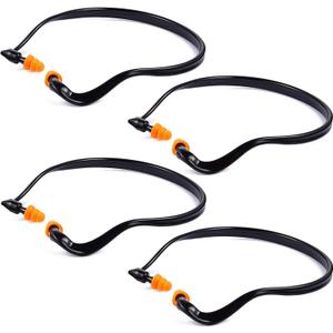 BBTO Banded Earplugs for Shooting Range Band Ear Plugs Lightweight Silicone Earplugs for Hearing Protection, Noise Reduction, Work, Construction, Sleeping, Concerts, Sports Racing (Orange,4 Pcs)
