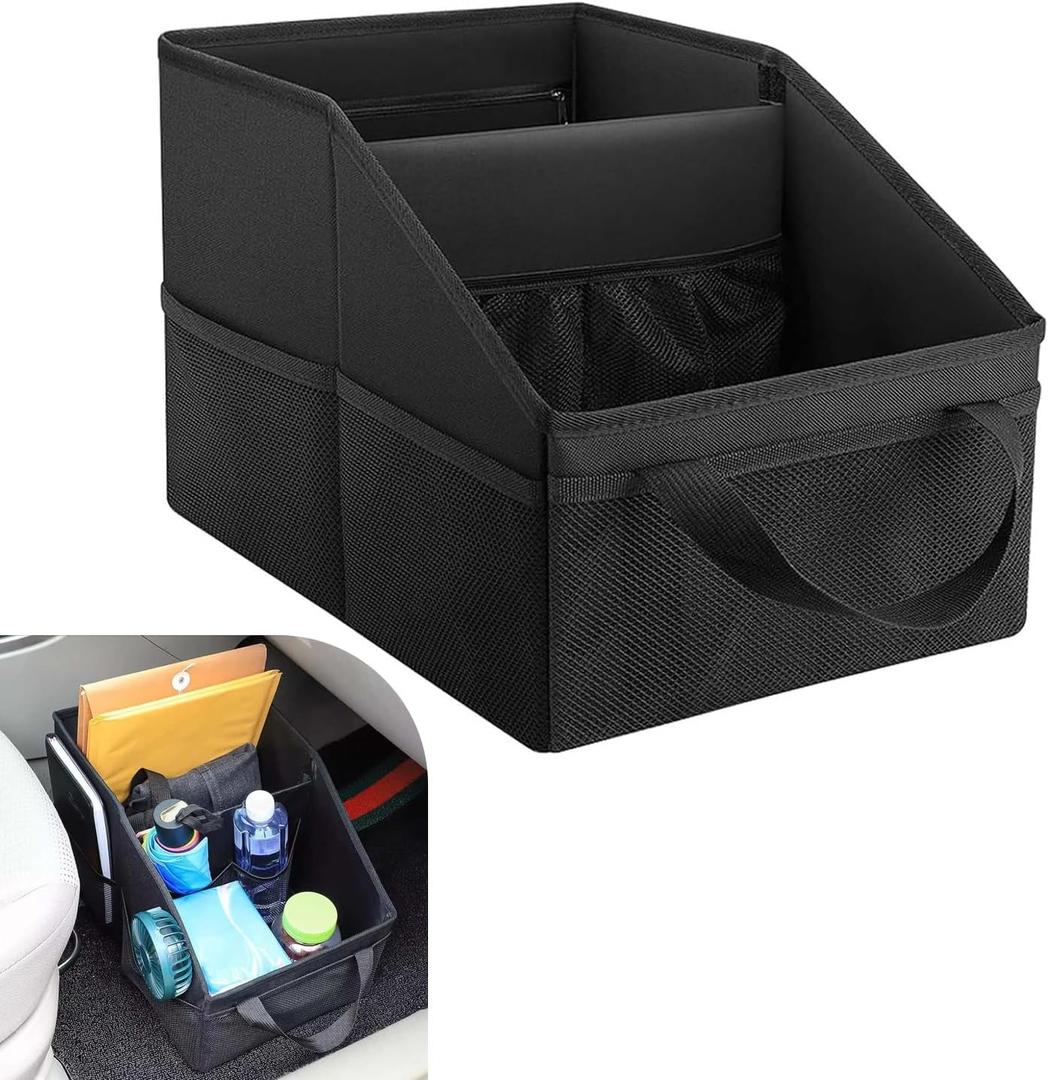 Car Seat Organizer, Back Seat Organizer, Collapsible Small Car Seat Storage Organizer with Handles and Mesh Pockets, Auto Backseat Organizers for Front/Rear Consoles Back Seats Traveling