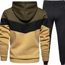 Tebreux Men's Jogging Tracksuit 2 Piece Athletic Outfit Hoodie Sports Sweatsuit Pullover Suit Sets (Beige, XL)