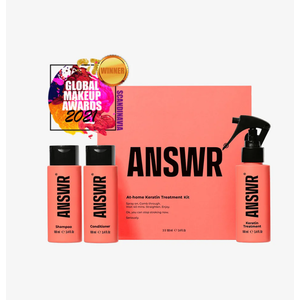 ANSWR At Home Brazilian Keratin Hair Treatment for All Hai Types - Deep Nourishment, Eliminates Frizz, Salon Results At Home, Sulfate-Free, Safe for Colored Hair, 90 Day Lasting results (Kit)