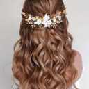 CASDRE Flower Bride Wedding Hair Vine Pearl Bridal Headpiece Leaf Hair Accessories Hair Piece for Women and Girls (B Gold)