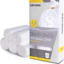 1.2 Gallon Flap-Tie Mini Trash Bags 125 Count Small, Leak Proof and Tear Resistant Garbage Bags for Bathroom, Kitchen, Office, Car, and Travel Durable Plastic Bin Liners, Clear