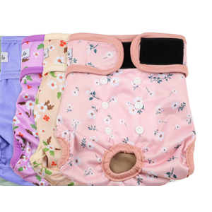 Grecle Washable Female Dog Diapers Skirt(4 Pcs) - Reusable Doggie Diapers with Adjustable Snaps, High Absorbency Leak-Proof Puppy Diapers for Female Dog in Heat, Period, Incontinence, M