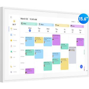 Digital Calendar, 15.6 Inch Wall Planner Electronic Calendar & Chore Chart, Smart Touchscreen Interactive Display for Family Schedules, Great for Organizing Your Routines, Wall & Desk Mountable (White)