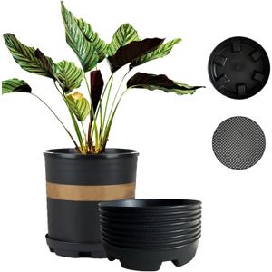 8 Pack 5.3 3-in-1 Plant Saucers Trays for Indoor Outdoor Flower Planter Pot Heavy Duty Plastic Water Drip Catcher PanSelf Watering Planter Insert Devices for Hanging Basket