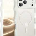 BENTOBEN Magnetic for iPhone 17 Pro Max Case, Cute Wavy [Full Camera Protection][Compatible with MagSafe] Matte Anti-Slip Bumper Women Girls Boys Protective Cover for 17 ProMax 6.9", Grey White