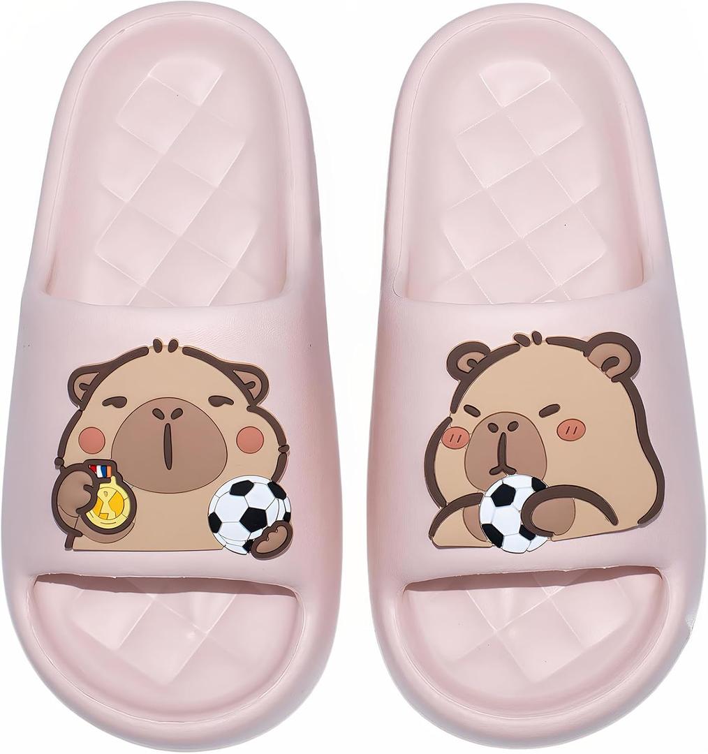XIXITIAO Capybara Slippers for Women Men,Capybara Cute Slides,Non Slip Quick Drying Bathroom Slippers,Funny Sandals, Capybara Shower Shoes (Pink)