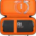 Hard Carrying Case for JBL Flip 7/6 / 5 Portable Bluetooth Speaker, Storage Holder Travel Bag with Mesh Pocket for USB Cable, Very Suitable for Home, Outdoor, and Travel, Black