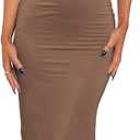 LILLUSORY Womens Summer Casual Slip Dresses Spaghetti Strap Double Lined Bodycon Maxi Dress (Small, Brown)