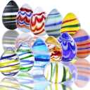 HDCRYSTALGIFTS 12pcs Blown Glass Easter Eggs Handmade 1.3'' Tiny Eggs Decorative Home Decoration Collectible Figurines for Boy Girl Easter Basket Stuffers Party Favors